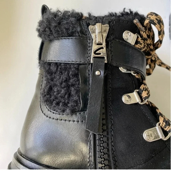New Circus by Sam Edelman Gretchen Shearling Hiker Boot 6M Black lace up Sherpa - Picture 11 of 13